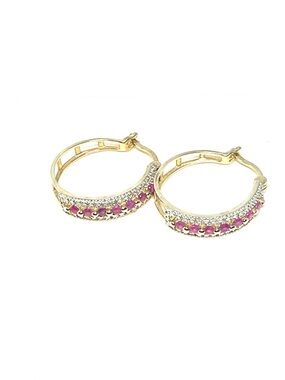 Gold Washed Sterling Ruby Hoops